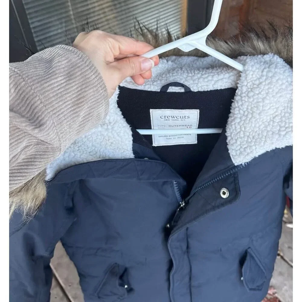 Boys crewcuts by J. Crew, down parka size 10. Blue